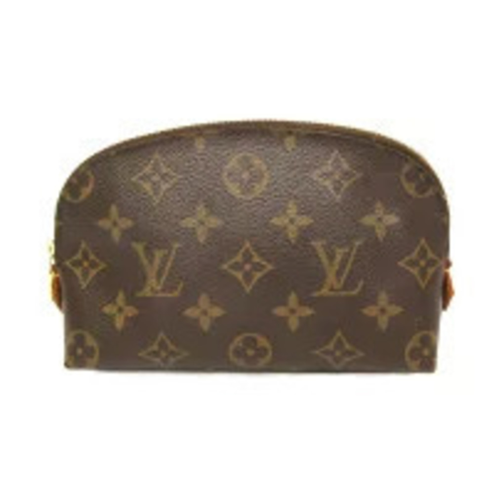 Louis Vuitton Monogram Pochette Cosmtique Pouch Canvas Leather Brown